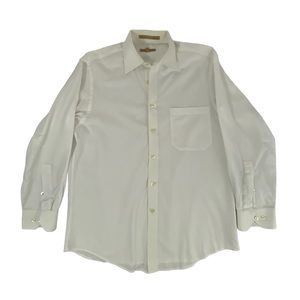 Donna Karan Signature Dress Shirt Mens Size 15 1/2 L White Hong Kong Vintage